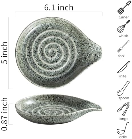 LAUCHUH Spoon Rest for Stove Top, Ceramic Spoon Holder for Kitchen Counter
