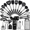 Fyvva 35 Pcs BPA Free Silicone Kitchen Utensils Set Stainless Steel Handles