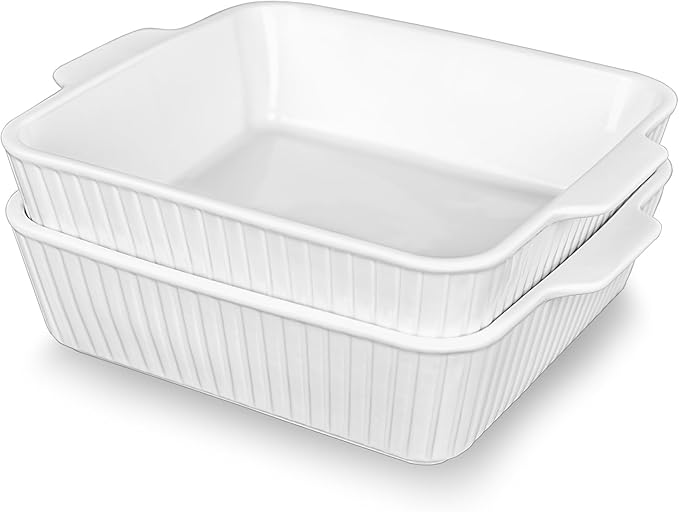 10" Square Ceramic Casserole Dish Set of 2-2.6 Qt Deep Baking Dishes - Image 9