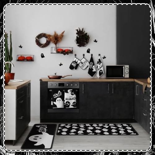 Fanfanwin 10 Pcs Halloween Kitchen Decor Set, Black White Ghost, Boo