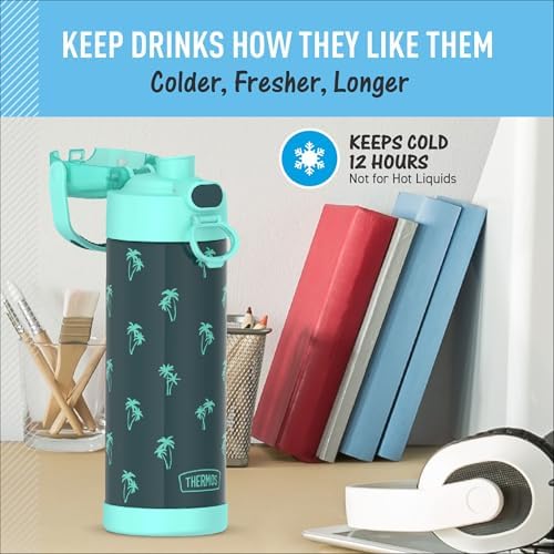 THERMOS FUNTAINER Water Bottle with Spout, 16oz, Palm Trees