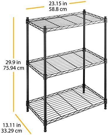 Whitmor 3-Wire Shelving Unit, Metal Storage Shelves, Easy Assembly Home Organizer for Pantry, Kitchen, Garage, Plant