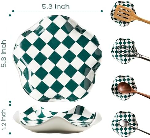 Miamolo Checkered Spoon Rest for Stove Top, Spoon Holder Keeps Area Cleaner