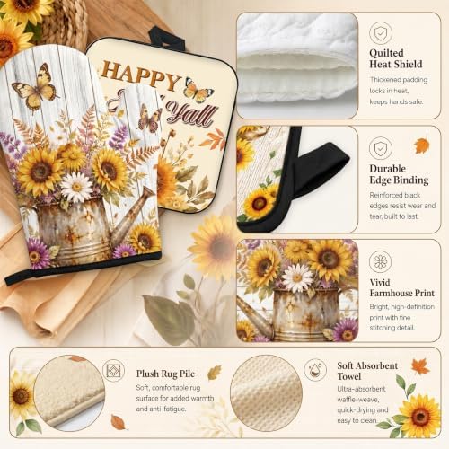 Fall Kitchen Decor Set, 10 Pcs Wildflowers Kitchen Set