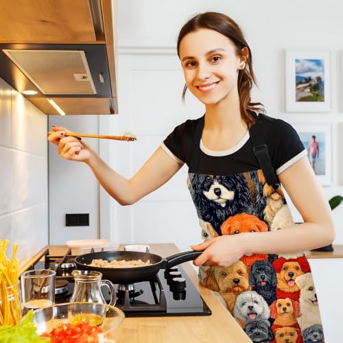 Adjustable Bib Apron with 2 Pockets for Cooking and Baking