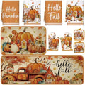 Fanfanwin 10 Pcs Fall Pumpkin Kitchen Decor Set Kitchen Towels Pot Holders Oven Mitts and Rugs Set Thanksgiving Towels for Baking Cooking BBQ Autumn Home(Maple Leaf,White, Orange,10)