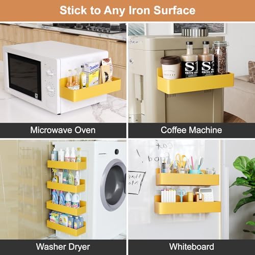 Mystozer Magnetic Spice Rack for Refrigerator Yellow, 4 Pack