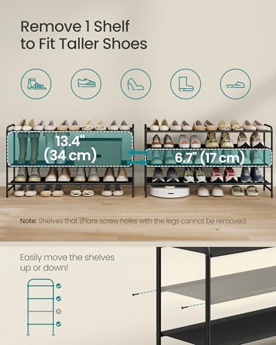 SONGMICS Long Shoe Rack, 4-Tier Shoe Organizer, Holds up to 25 Pairs