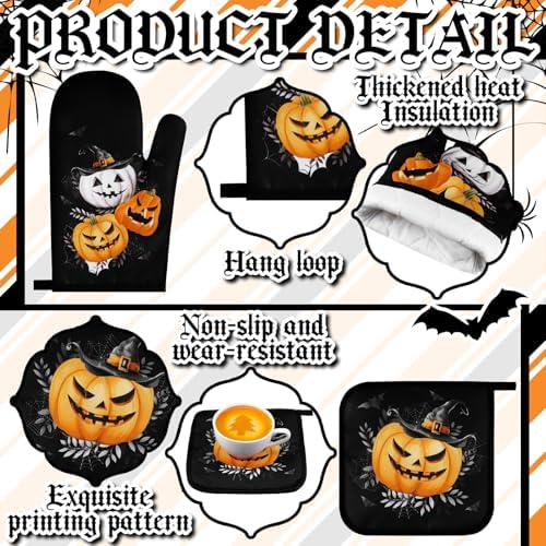 Fanfanwin 10 Pcs Halloween Kitchen Decor Accessories Set Gothic Pumpkin