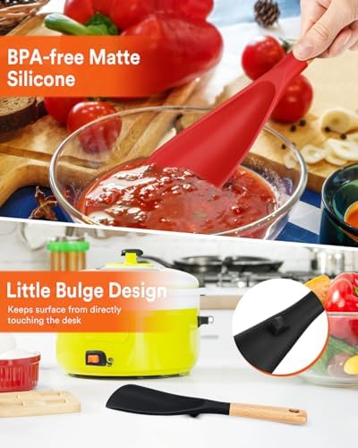 Badiano Silicone Cooking Spoon for Nonstick Cookwares, Multi-function,11.4"