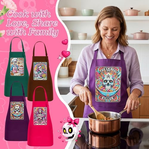 4 Pcs Halloween Aprons with Pockets for Men Women