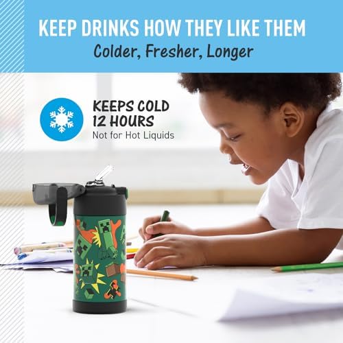 THERMOS FUNTAINER Water Bottle with Straw, 12oz, Minecraft