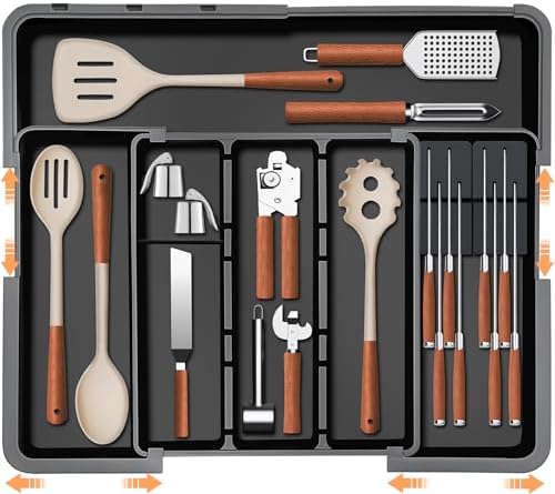 Large Utensil Drawer Organizer for Kitchen, Expandable Silverware Organizer