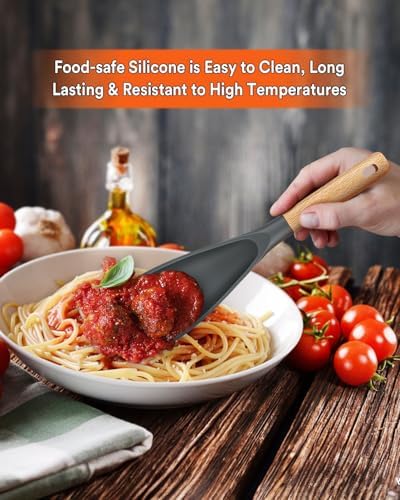Badiano Silicone Cooking Spoon for Nonstick Cookwares, Multi-function,11.4"