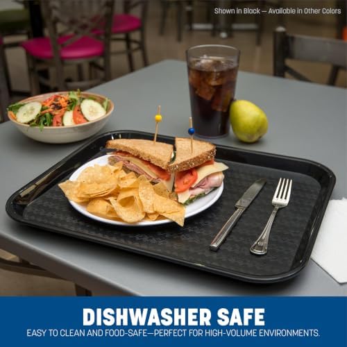 Carlisle FoodService Products Cafe Fast Food Cafeteria Tray with Patterned Surface for Cafeterias, Fast Food, And Dining Room, Plastic, 17.87 X 14 X 0.98 Inches, Orange, (Pack of 12)