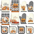 Pickmesh 12 Pcs Fall Kitchen Towels Autumn Pot Holders Oven Mitts Set