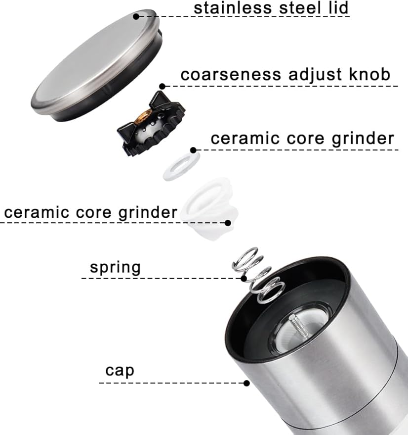 Gulex® Salt Grinder Pepper Mill, Refillable, Adjustable Coarseness Black Pepper - Image 5