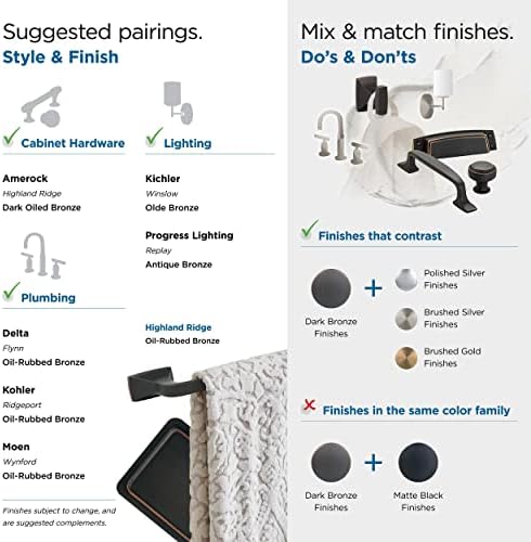 Amerock BH36010ORB | Oil Rubbed Bronze Single Robe Hook | 2-1/8 inch (54 mm) Length Towel Holder | Highland Ridge | Towel Hook for Bathroom | Bathroom Hardware | Bath Accessories