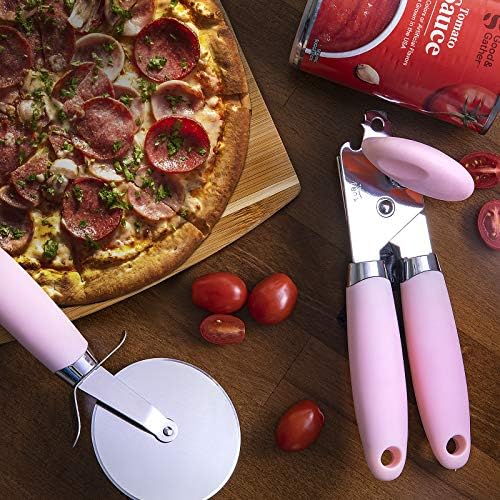 COOK WITH COLOR Kitchen Gadget Set Stainless Steel Utensils with Soft Touch Handles, 7 Pieces, Stainless Steel Pink