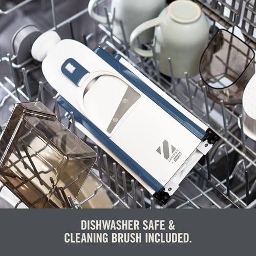 Zakarian by Dash Safe Slice® Mandoline - Features Thickness Adjuster, Stainless Steel Blades, and Foldable, Easy-To-Store Design - Zakarian Blue
