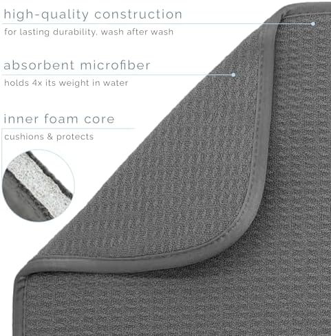 S&T INC. Dish Drying Mat, 18" x 30", Jumbo, Charcoal Grey