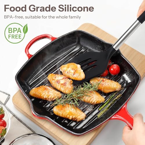 NCUE 28-Piece Silicone Kitchen Utensils Set with Stainless Steel Handles