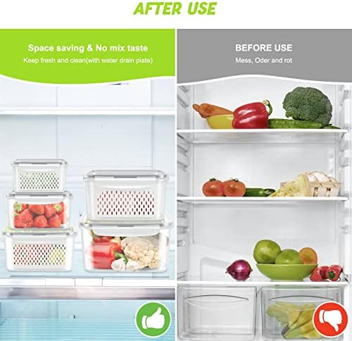 10 PS Fridge Food Plastic Storage Container with Colander