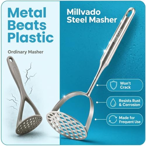 Millvado Potato Masher Stainless Steel, Mashed Potatoes - 12.5 In. Utensil