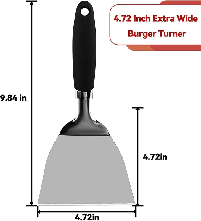 Professional Wide Turner 9.5 Inch Stainless Steel Spatula - Image 5