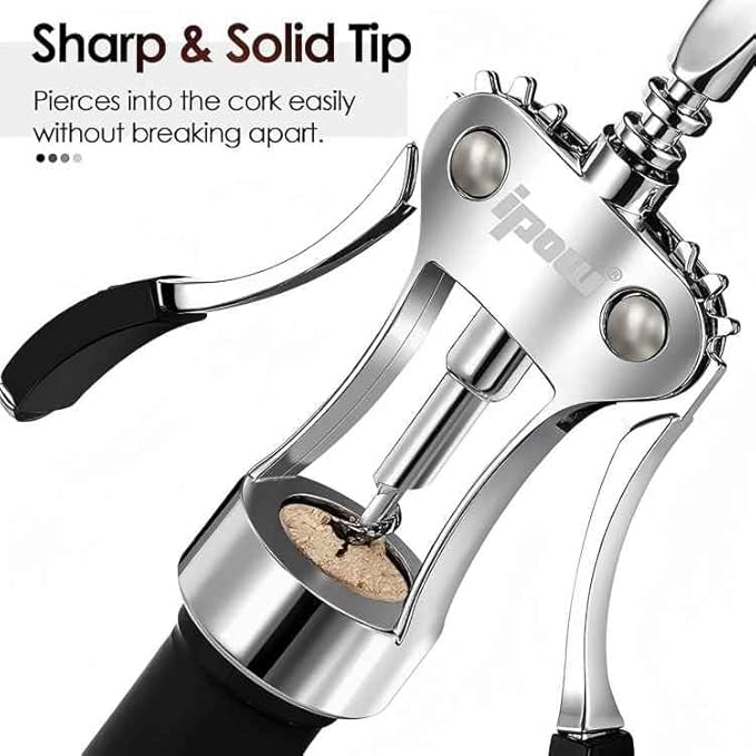 IPOW Wine Opener, Zinc Alloy Wine Bottle Opener, Wing Corkscrew Heavy Duty - Image 3