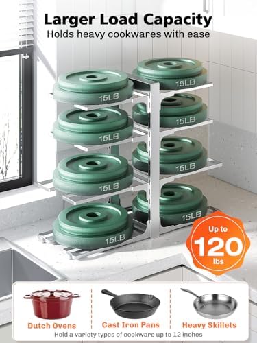 MUDEELA 8-Tier Heavy Duty Pots and Pans Organizer, 15.83" H Sliver