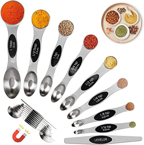 19-Pc Magnetic Measuring Cups and Spoons Set, with Lid, Black
