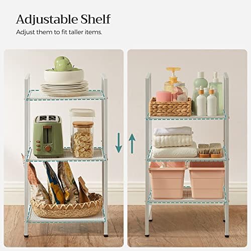 SONGMICS 3-Tier Storage Rack, Bathroom Shelf, Extendable Plant Stand