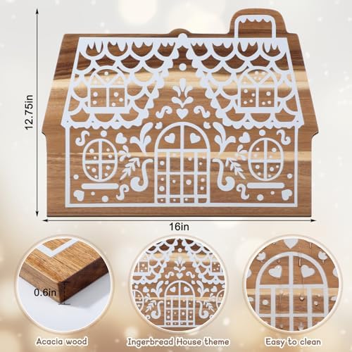 Christmas Gingerbread House Cutting Board Acacia Wood