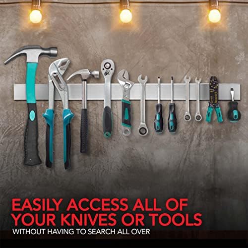 Modern Innovations Magnetic Knife Holder for Wall and Fridge - 24" Knife Magnetic Strip, Magnet Kitchen Knife Holder and Rack, Stainless Steel Magnetic Knife Bar for Kitchen Utensils