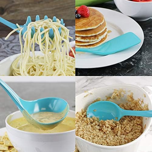 Reston Lloyd 6 Piece Kitchen Utensil Holder for kitchen counter, Utensils crock with Heat Resistant Spoon, Slotted Spoon, Ladle, Spatula BPA Free, Aqua-Blue