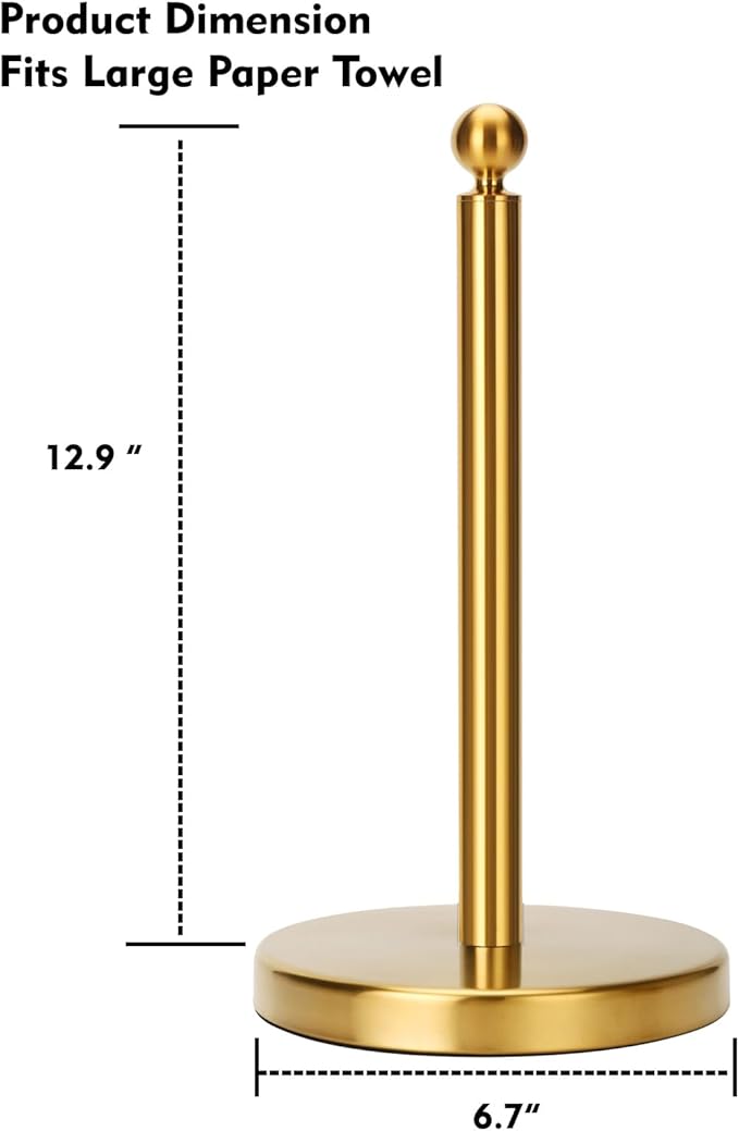Gold Paper Towel Holder Countertop, Standing Paper Towel Roll Holder - Image 4
