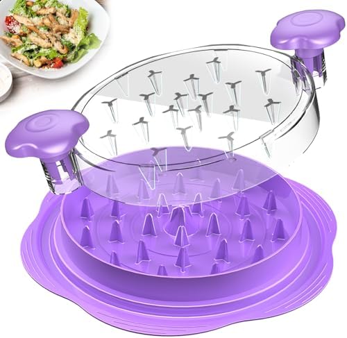Chicken Shredder Tool Twist Large Meat Shredder with Brush&Fork, Purple