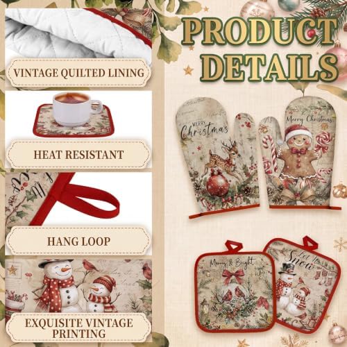 SiliFine 12 Pcs Vintage Christmas Kitchen Decorations Set