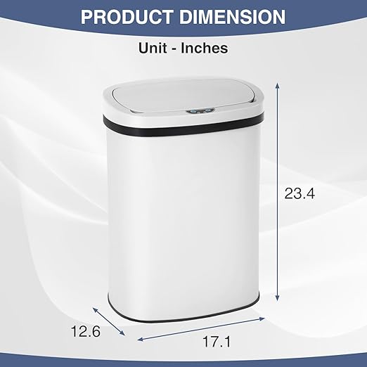 PayLessHere | 13 Gallon Stainless Steel Trash Can | White | Automatic Touchless - Image 7