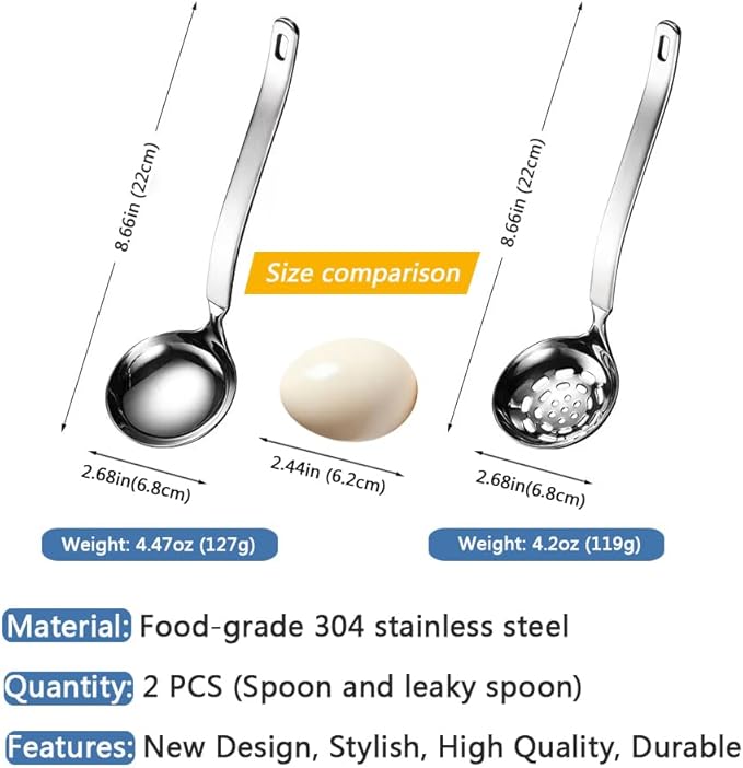 Collfa Small Soup Ladle Metal SUS304 Stainless Steel Ladles Spoon And Slotted - Image 2