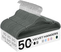 SONGMICS Velvet Hangers 50 Pack, Non-Slip Clothes Hangers with Shoulder Notches, Pants Bar, 360° Swivel Hook, Space-Saving, for Closet, Gray UCRF029G05
