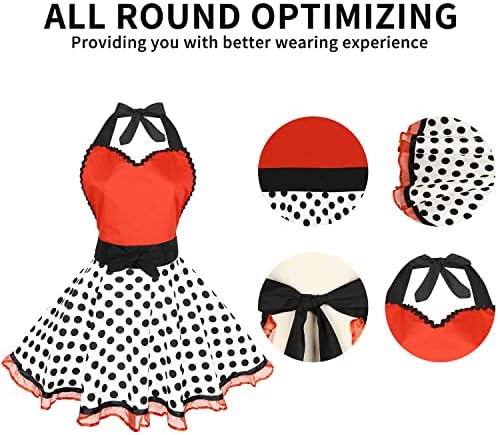 Violet Mist Cute Lovely Retro Aprons for Women Girl Ladies Sexy Sweetheart Vintage Aprons 50s PolkaDot Vintage Christmas Apron kawaii Cooking Kitchen Ruffle Witch Apron Housewife Waitress Mothers Gift
