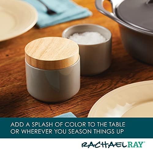 Rachael Ray Ceramics Stacking Spice/Seasoning Box Set with Lid, 2 Piece, Light Gray