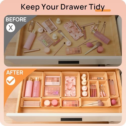 Vtopmart 25 Pack Plastic Drawer Organizers with Anti-slip Rubber Pads