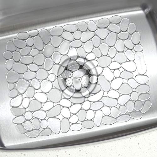 iDesign Pebblz Large Plastic Sink Grid, Non-Skid Dish Protector Mat for Kitchen, Bathroom, Basement, Garage, 11.75" x 15.75" - Clear (Pack of 2)