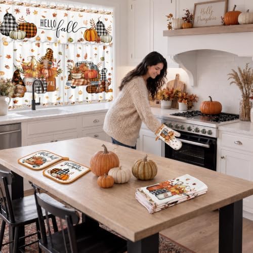 13 Pcs Pumpkin Fall Kitchen Set Towels Mats Pot Holders Mitts