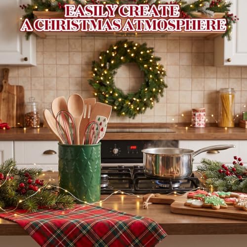 Yungyan Christmas Tree Utensil Holder for Kitchen Holiday, Green, Ceramic