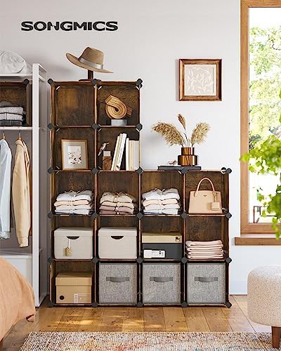 SONGMICS 16 Cube Storage Organizer，Plastic stackable cube shelf