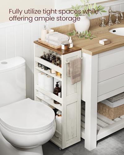 VASAGLE 4-Tier Slide-Out Storage Cart, Slim Kitchen Cart with Wheels